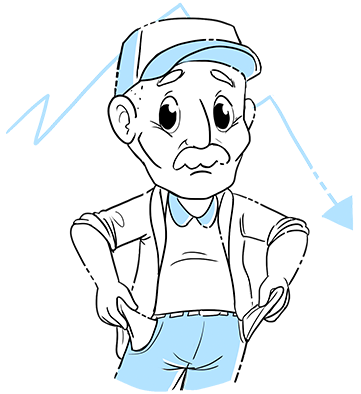 Retired man finding out that he is out of money because he didn't have adequate Medicare insurance.